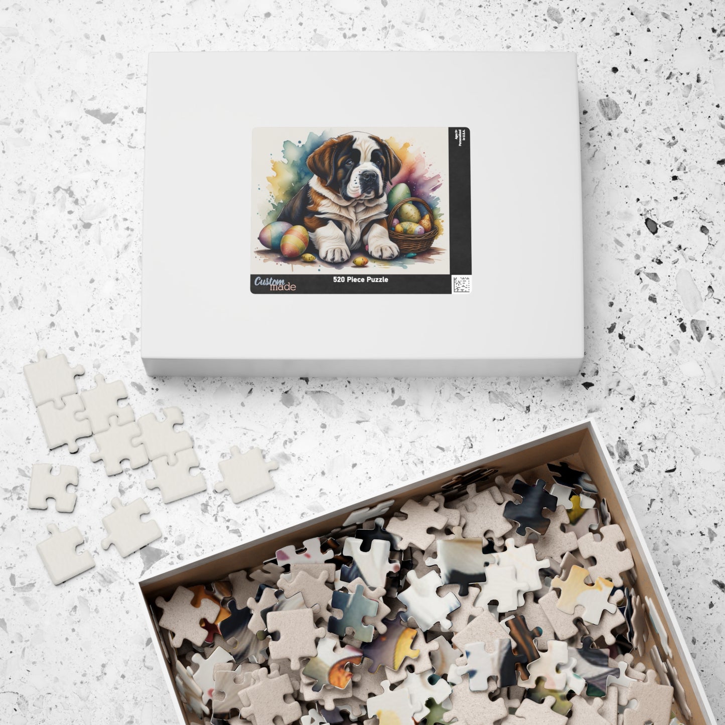 Saint Bernard Easter Puppy Puzzle - Dog Lovers, Mental Health Benefits, Holiday Fun, Mindfulness, Stress Relief, Festive Gift