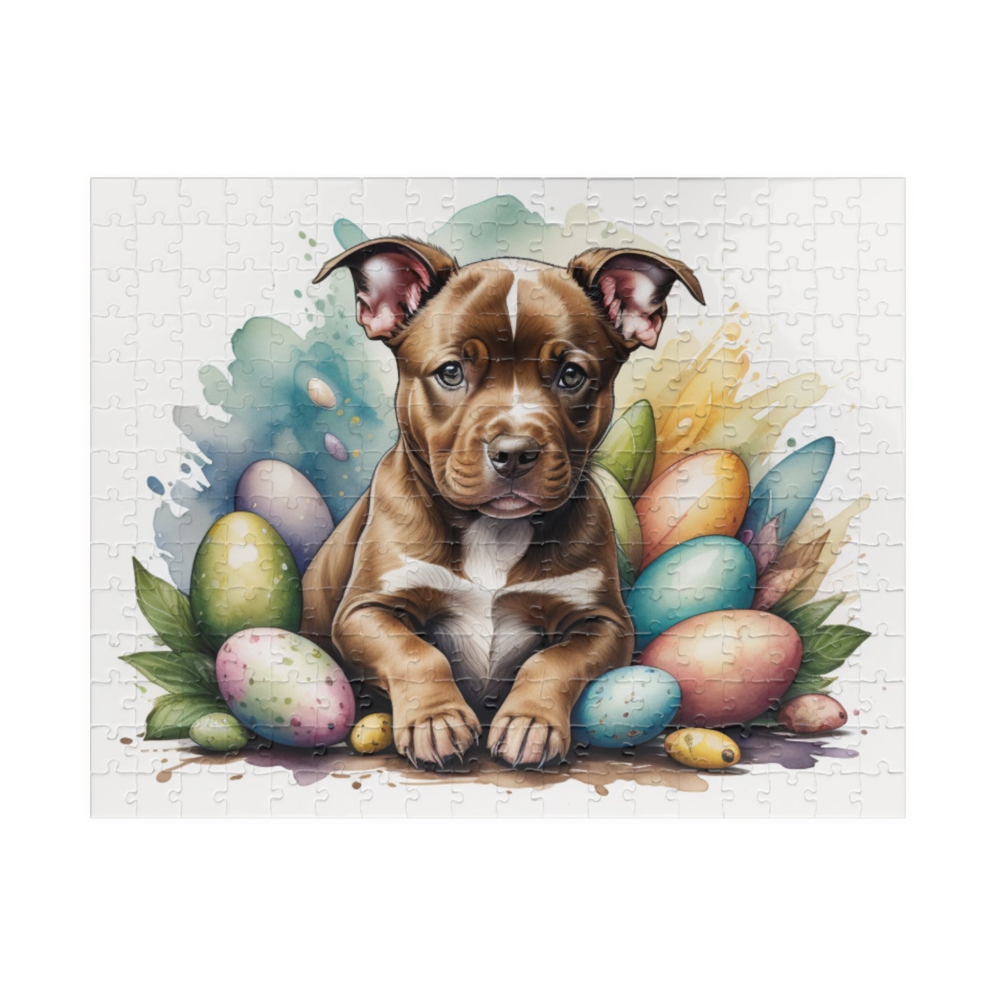 Pitbull (Brown) Easter Puppy Puzzle - Dog Lovers, Mental Health Benefits, Holiday Fun, Mindfulness, Stress Relief, Festive Gift