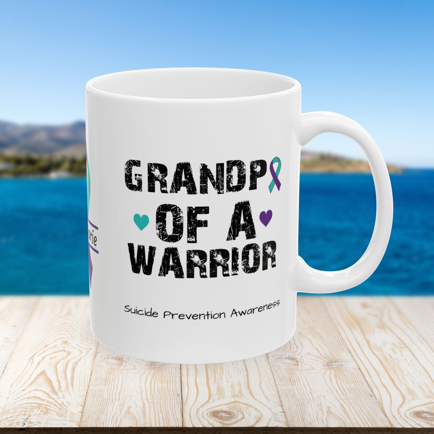 Grandpa of a Warrior mug - suicide awareness and resilience support gift for grandfathers