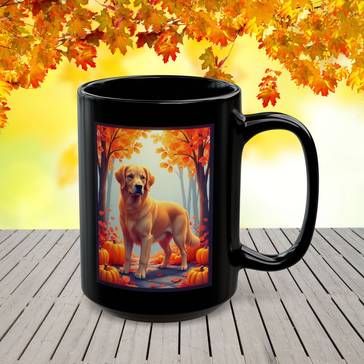 Golden Retriever - Personalized autumn coffee cup, custom dog lover gift for Goldie owners