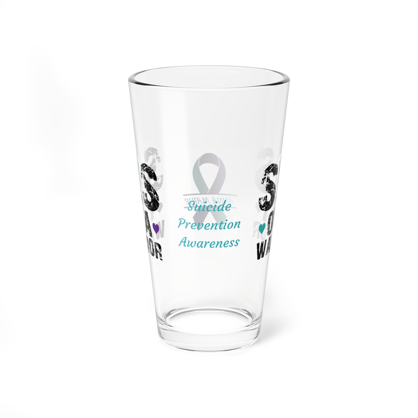 Sis of a Warrior: Personalized Suicide Prevention Awareness Warrior Pint Glass - Proud Family Member