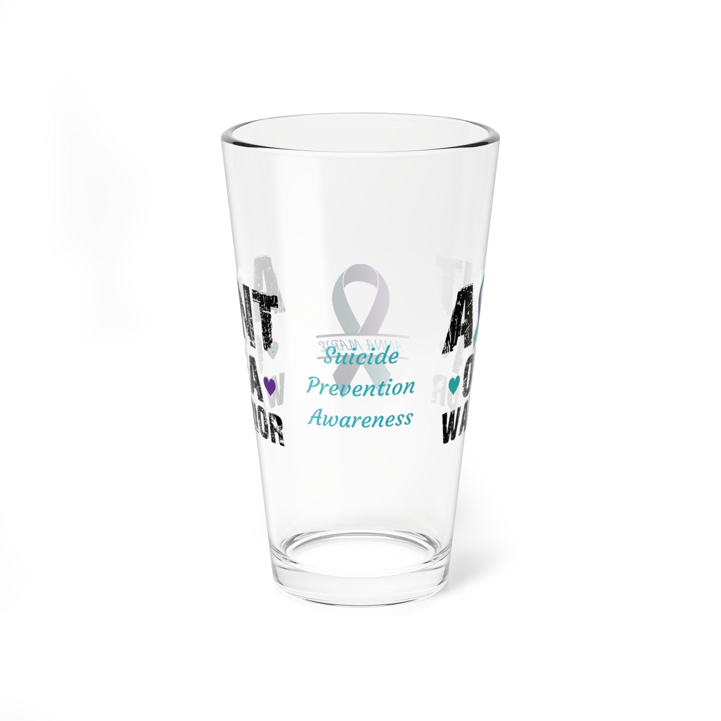 Aunt of a Warrior: Personalized Suicide Prevention Awareness Warrior Pint Glass - Proud Family Member