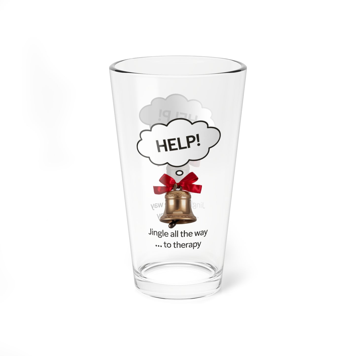 Jingle All The Way To Therapy, Christmas Pint Glass, 16oz