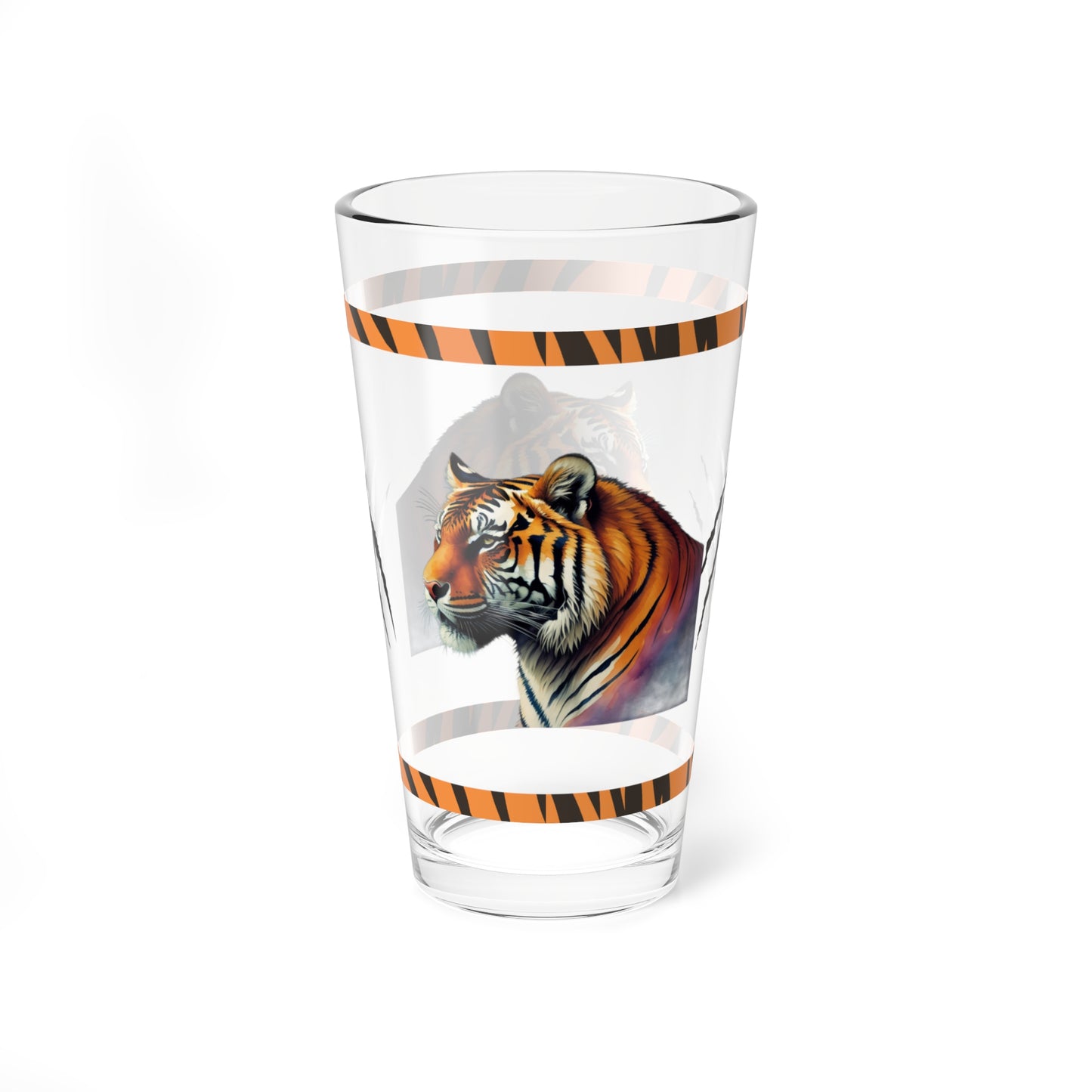 Striped Serenity 16oz Tiger Pint Glass - Inspiring Strength, Courage, and Empowerment