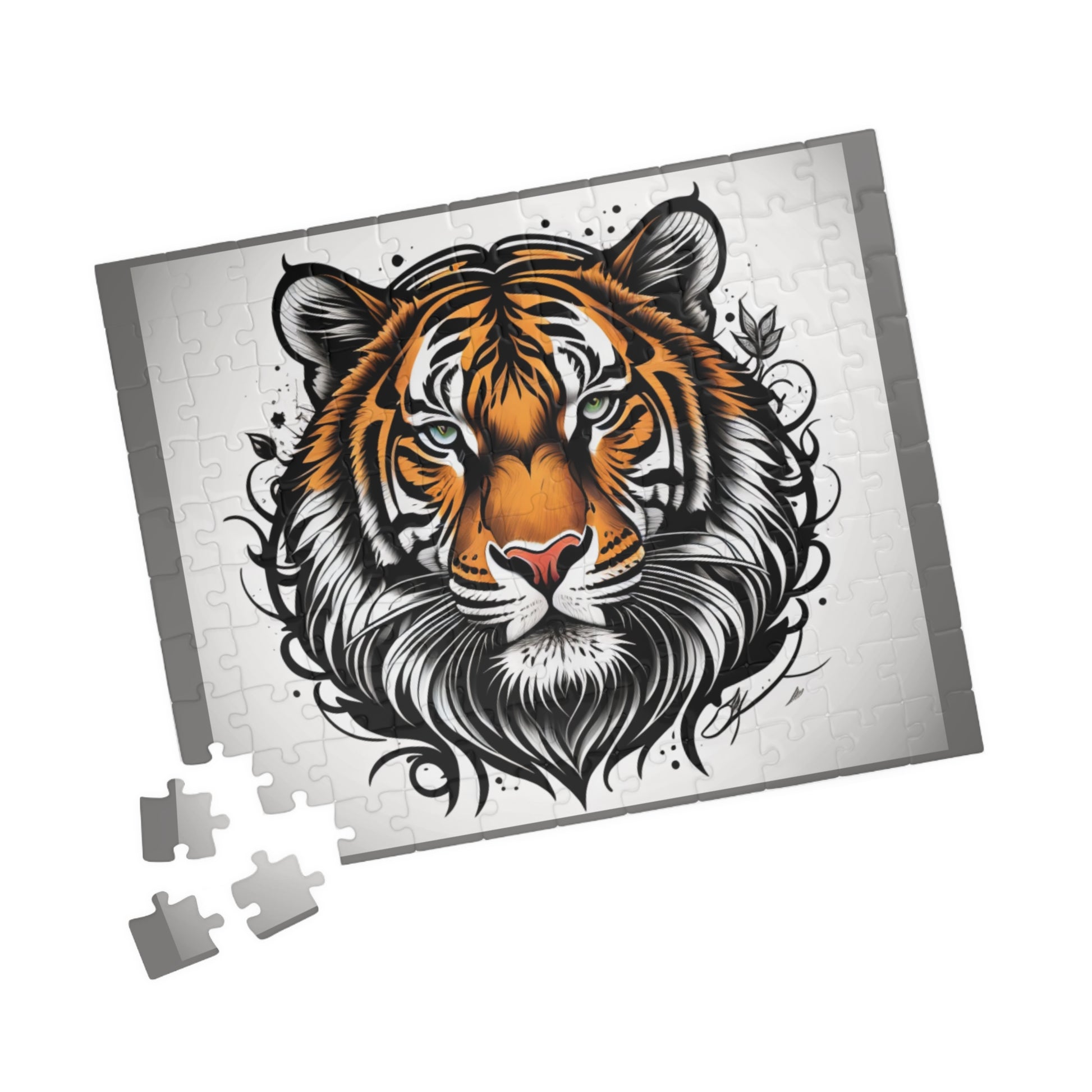 Lively tiger illustration full of wild energy, featured in a bold and inspiring puzzle design