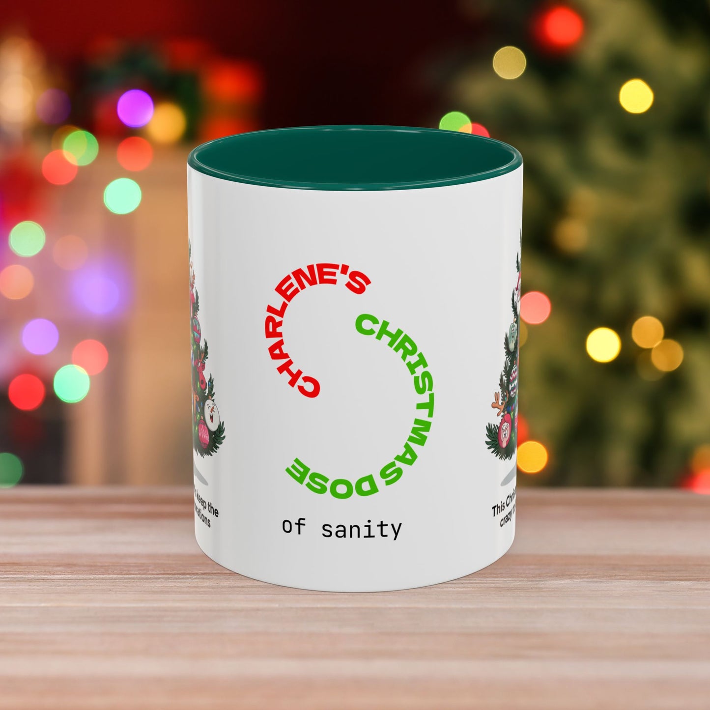 This Christmas, Let's Keep The Crazy To The Decorations - Humorous Christmas Mug with Accent Color