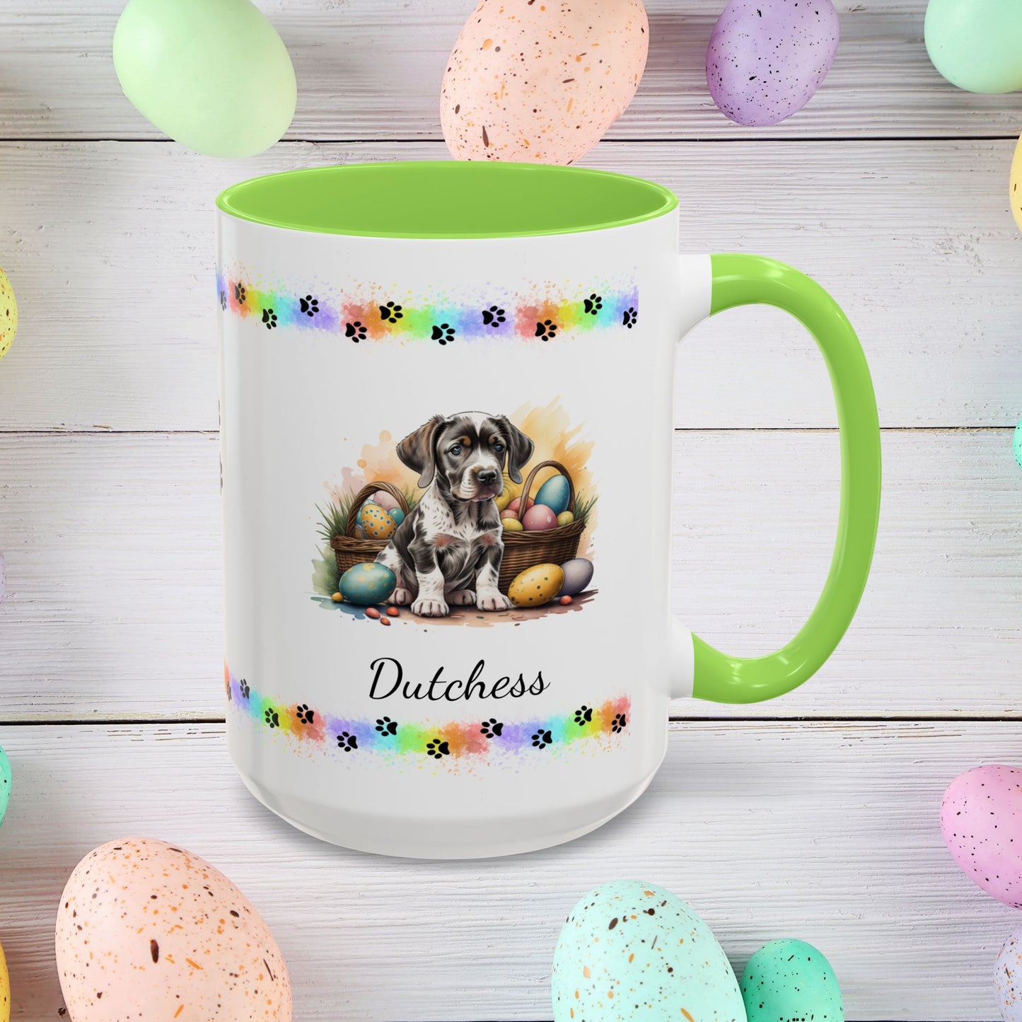 German Shorthaired Pointer Easter puppy coffee mug, personalized cute dog gift for mental health support and comfort