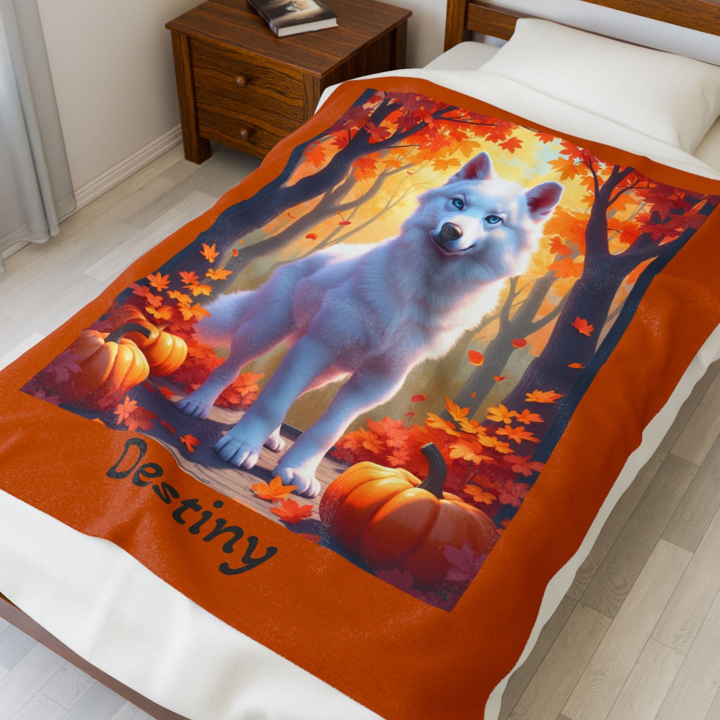 White Husky blue eyes velveteen plush blanket, personalized dog throw for Husky parents - MySisterIsASurvivor