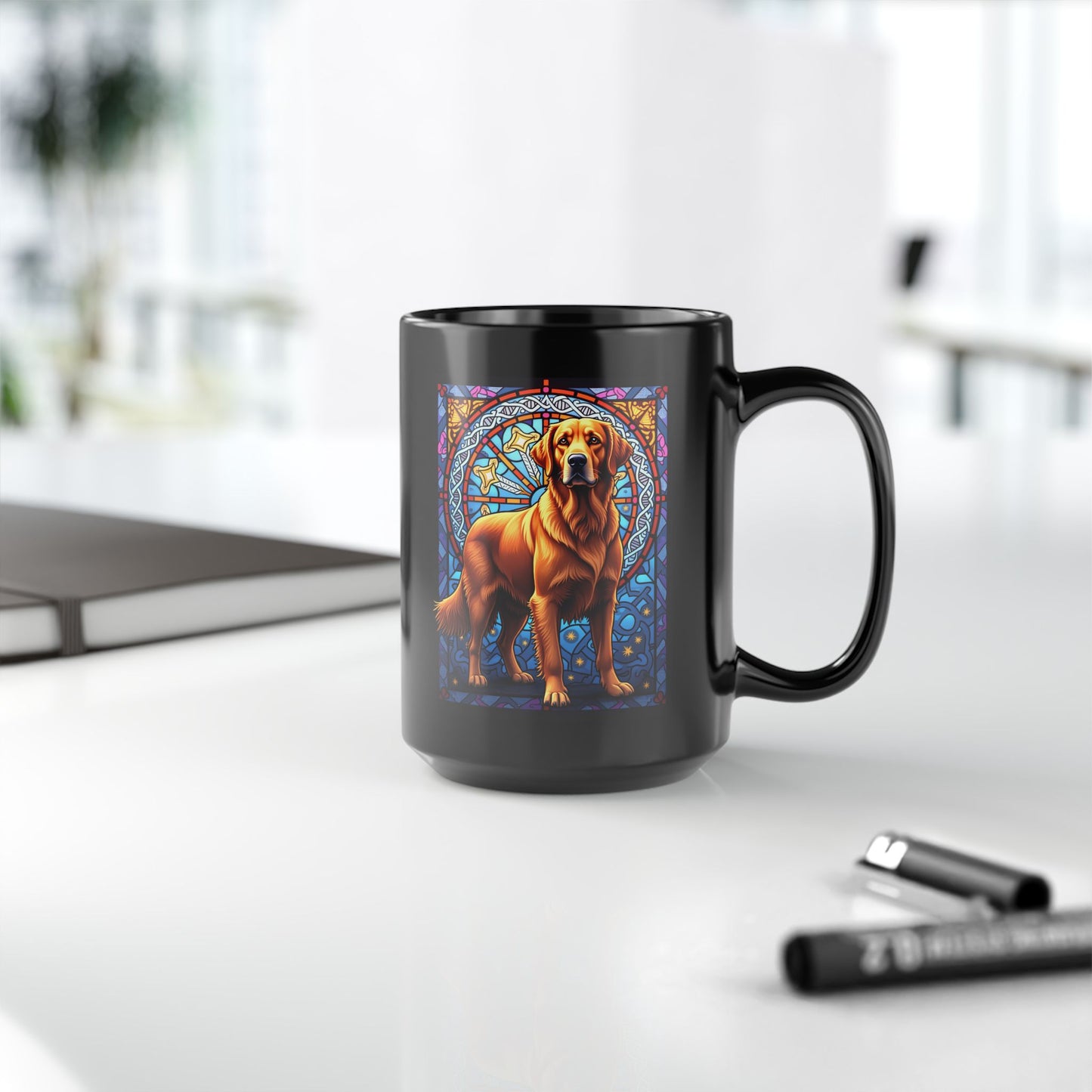 Red Golden Retriever personalized stained glass dog mug, custom gift for Golden Retriever parents