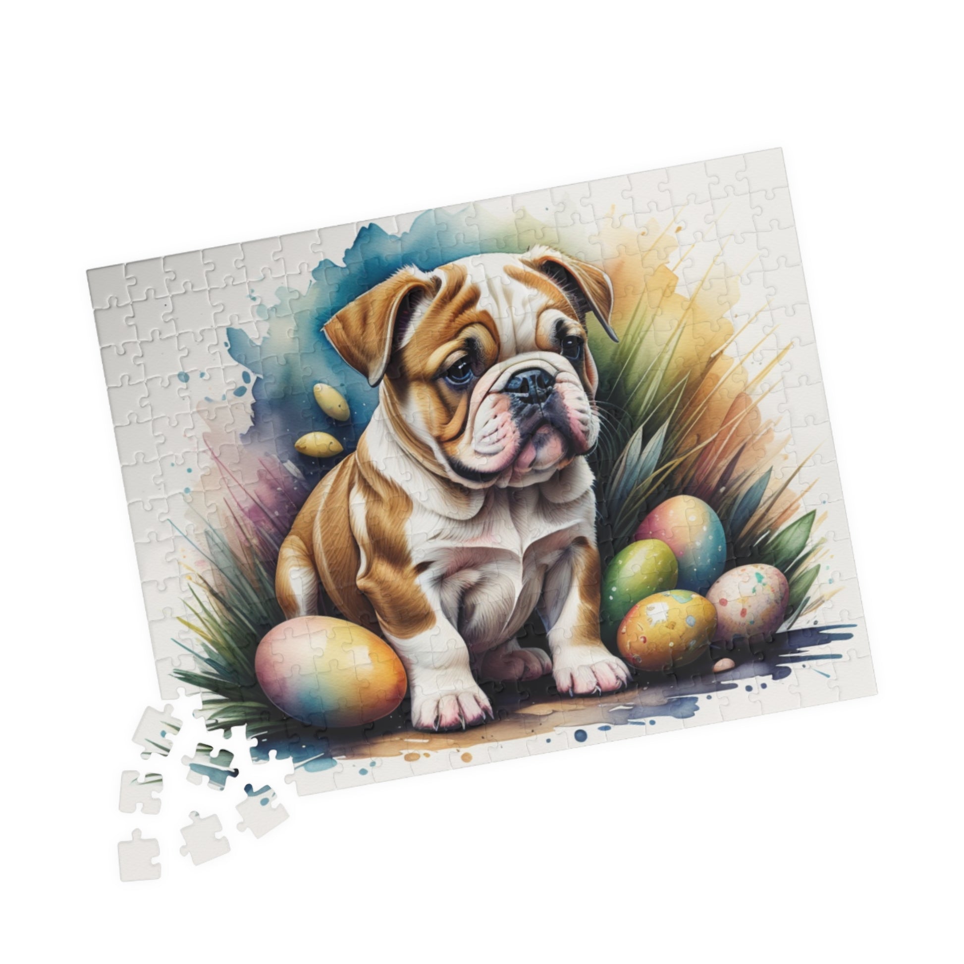 Bulldog Easter Puppy Puzzle - Dog Lovers, Mental Health Benefits, Holiday Fun, Mindfulness, Stress Relief, Festive Gift
