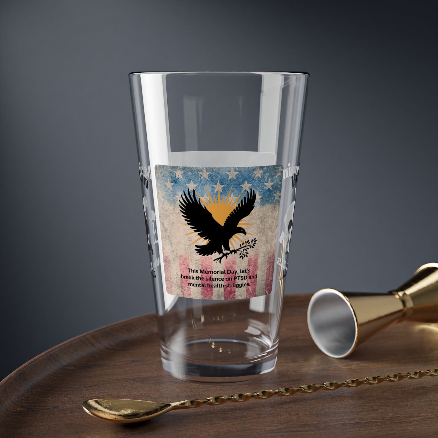 Personalized Memorial Day Pint Glass - "This Memorial Day, Let’s Break The Silence", PTSD Awareness Gift for Veterans & Memorial Days