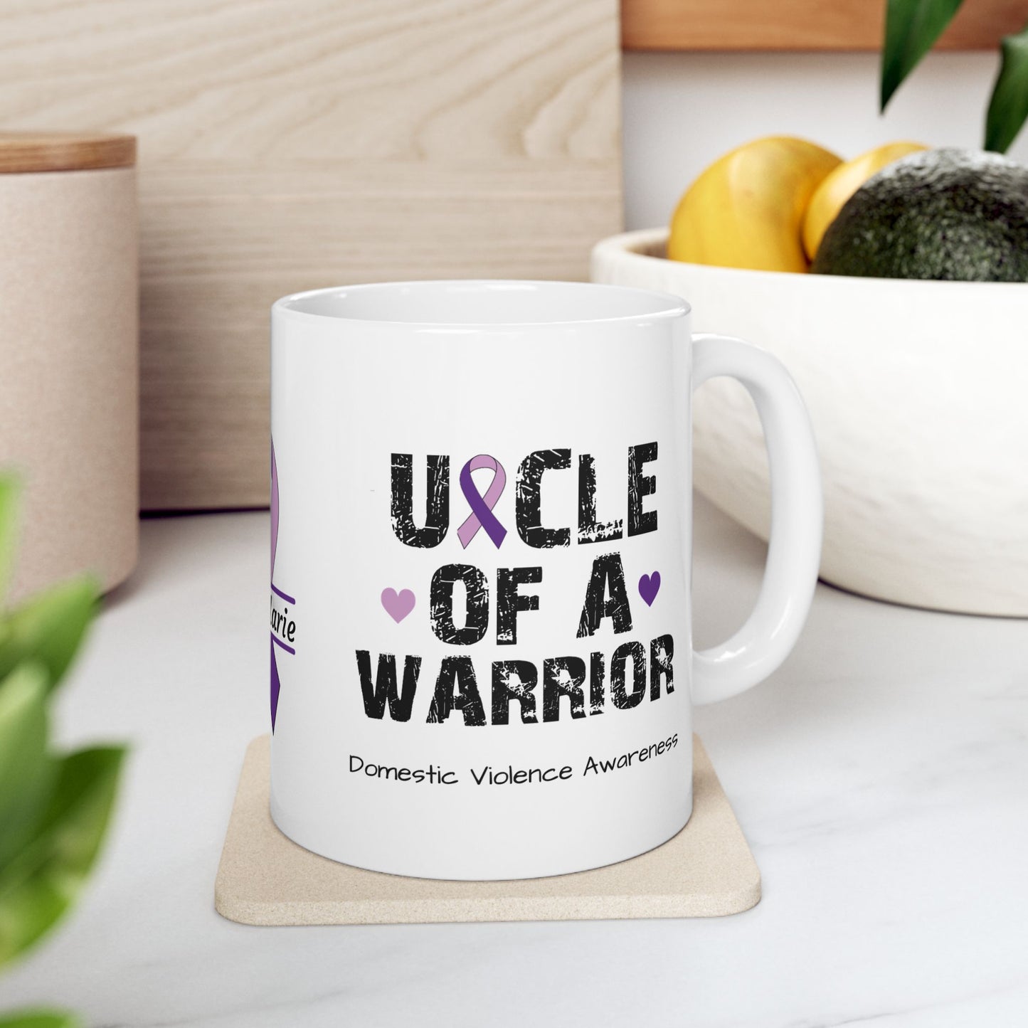 Uncle of a Warrior mug - DV support and awareness gift with strength and resilience design