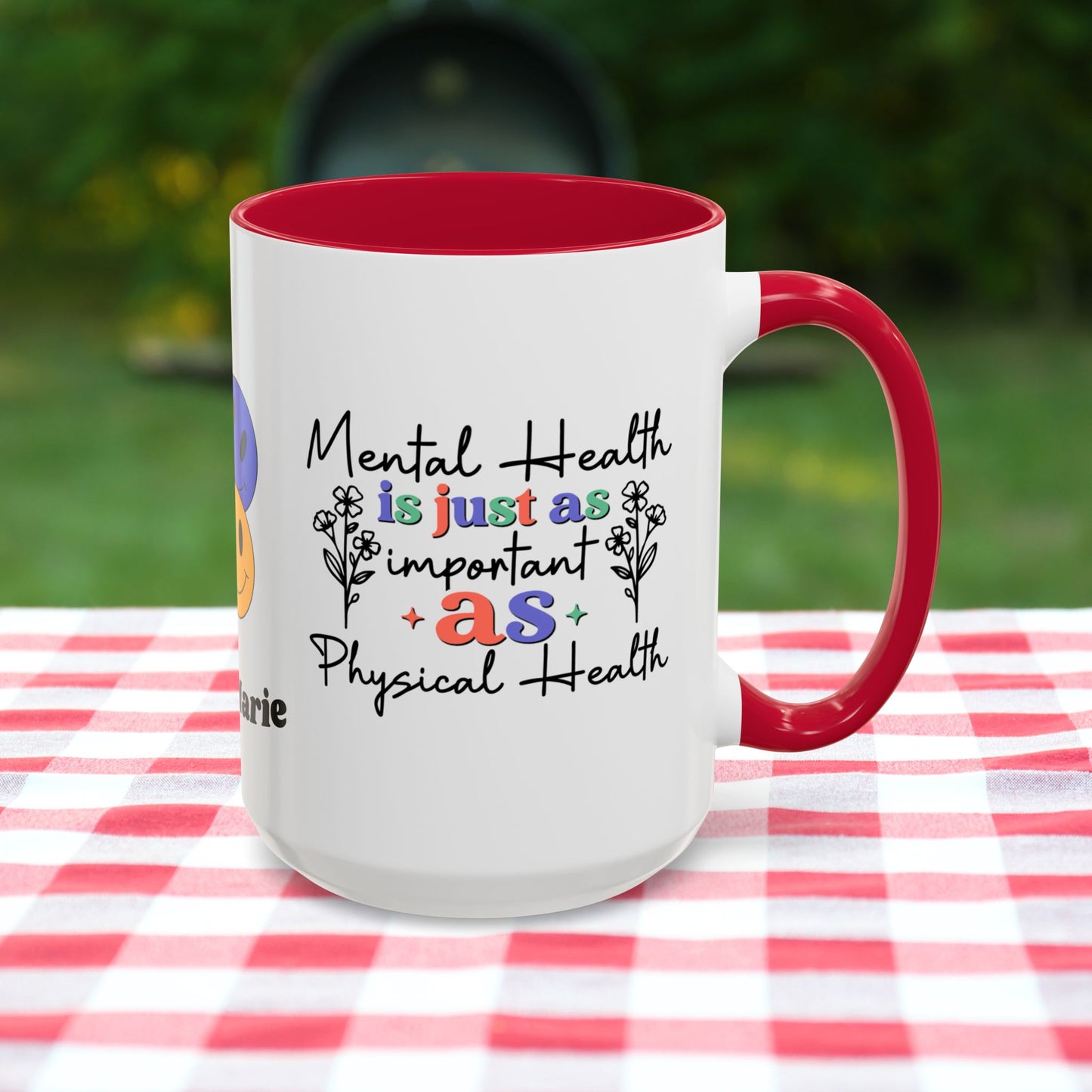 Mental Health is Just as Important as Physical Health - Custom Retro Affirmation Mug for Wellness & Mental Health Support
