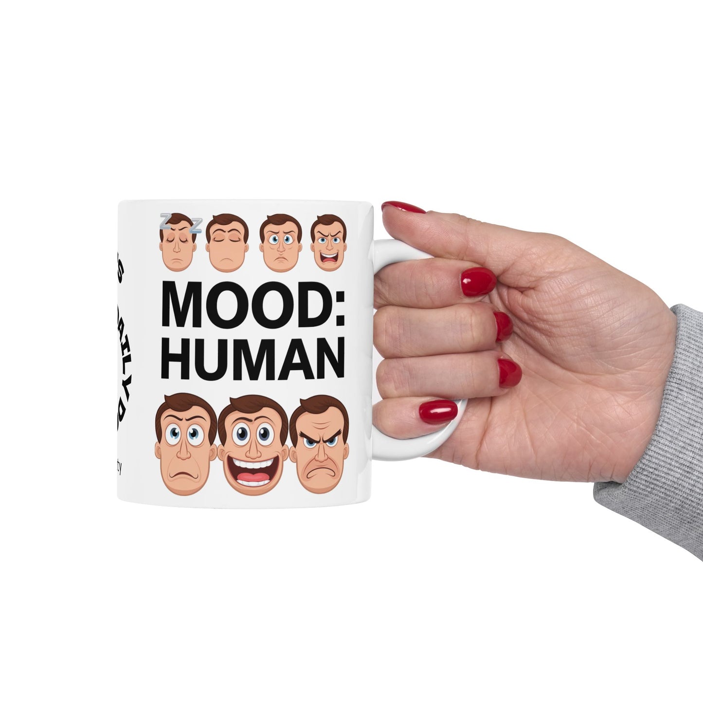 Mood: Human Funny Mental Health Mug, Stylish Ceramic Coffee Cup, Positive Affirmation Gift, Anxiety Relief, Self-Care Mug, Therapist Office Décor