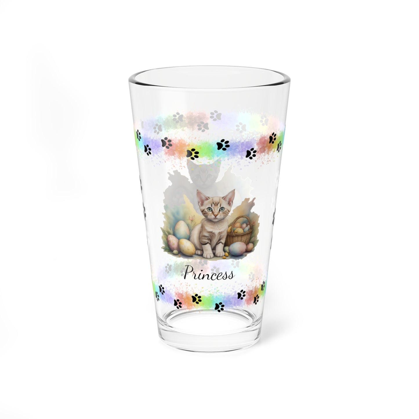 Devon Rex Easter Kitten 16oz Pint Glass - Personalized Cat-Themed Gift, Mental Health Drinkware, Holiday Décor & Easter Celebration