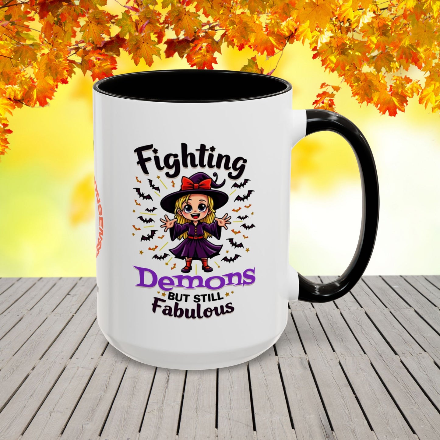 Fighting Demons But Still Fabulous Halloween Mug -personalized fall coffee cup for positivity