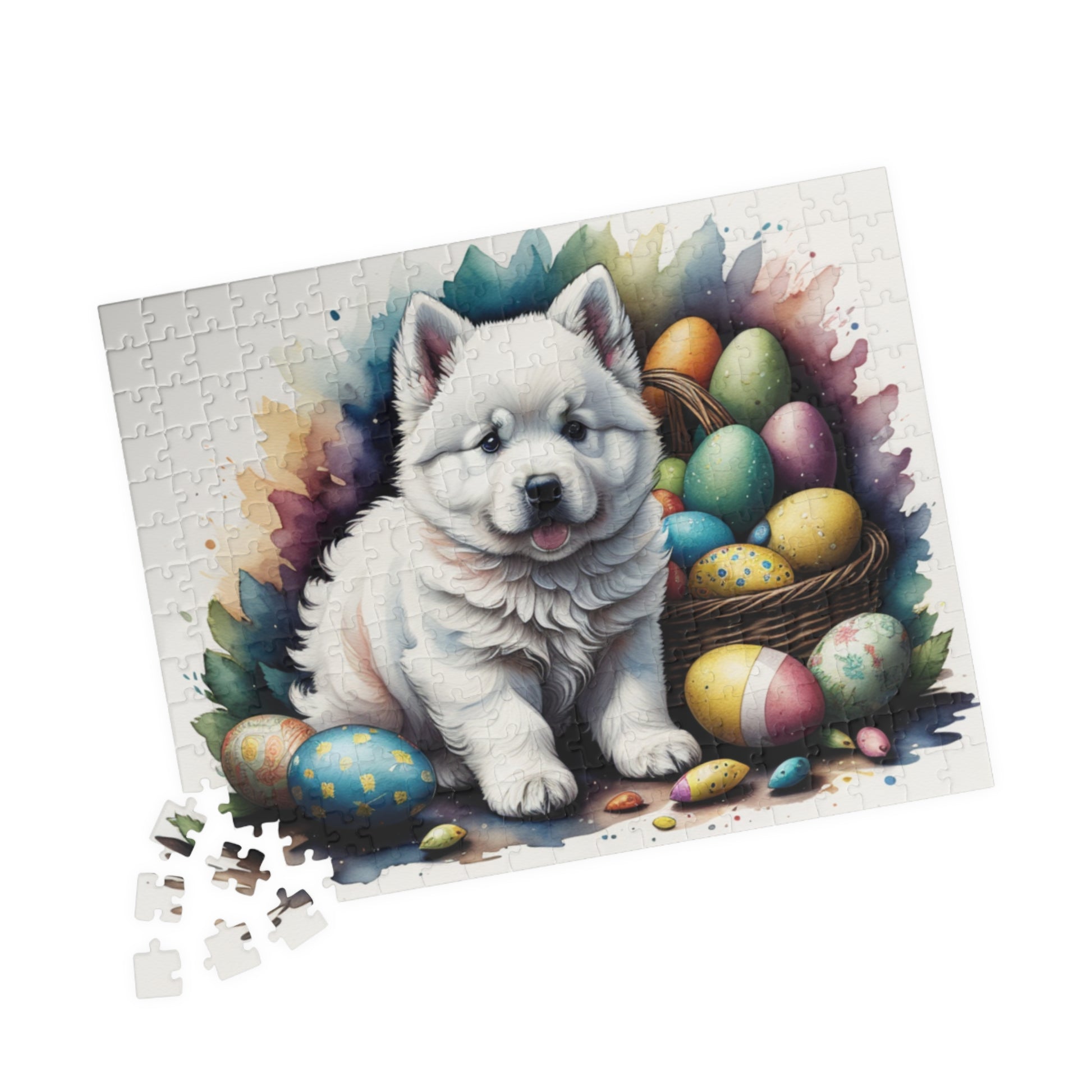 Samoyed Easter Puppy Puzzle - Dog Lovers, Mental Health Benefits, Holiday Fun, Mindfulness, Stress Relief, Festive Gift