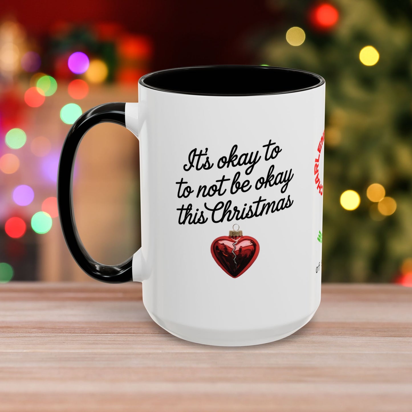 It's Okay to Not Be Okay This Christmas Mug - Personalized Holiday Coffee Cup, Mental Health Support Christmas Gift with Accent Color