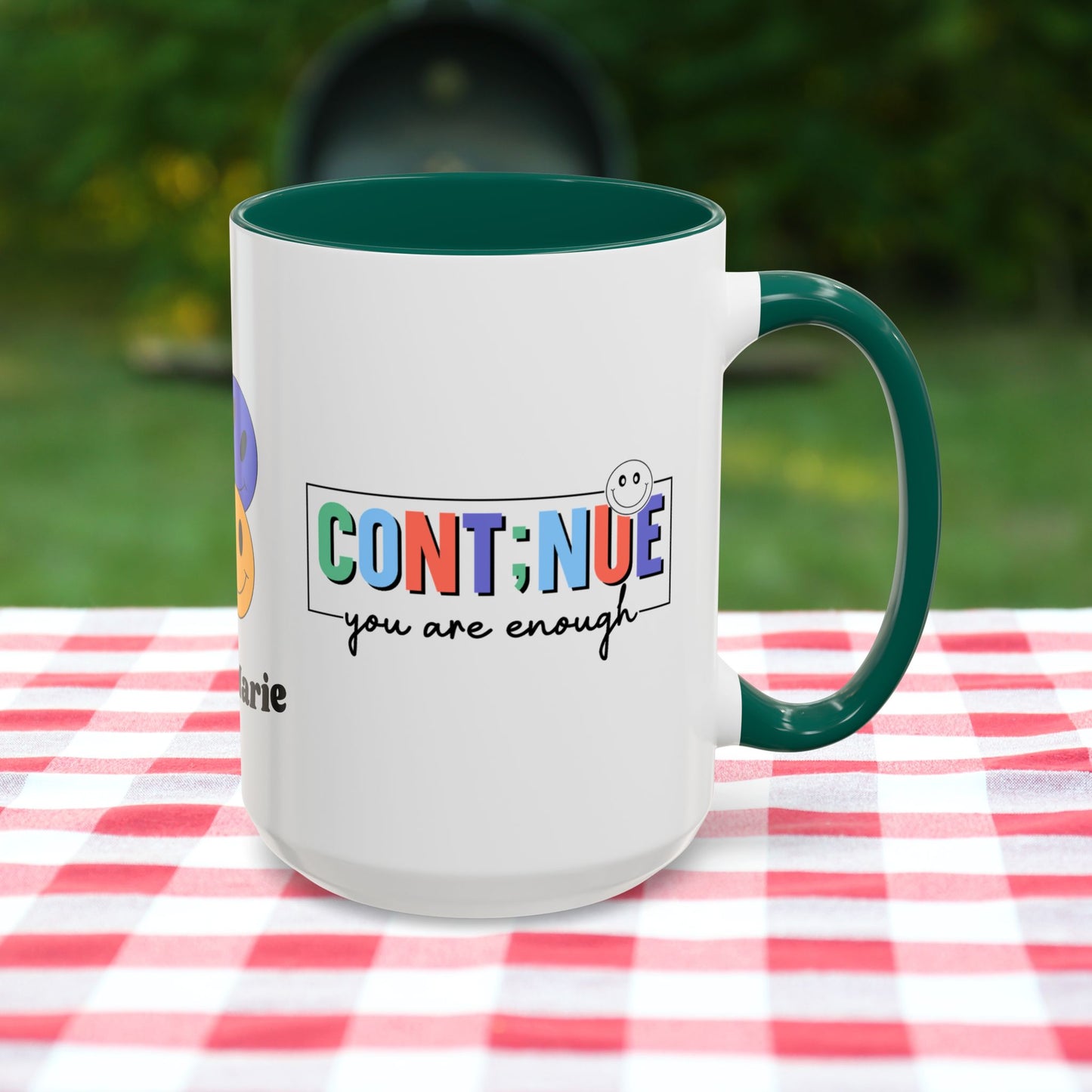 Continue, You Are Enough - Custom Retro Motivational Mug for Mental Health Support & Emotional Resilience
