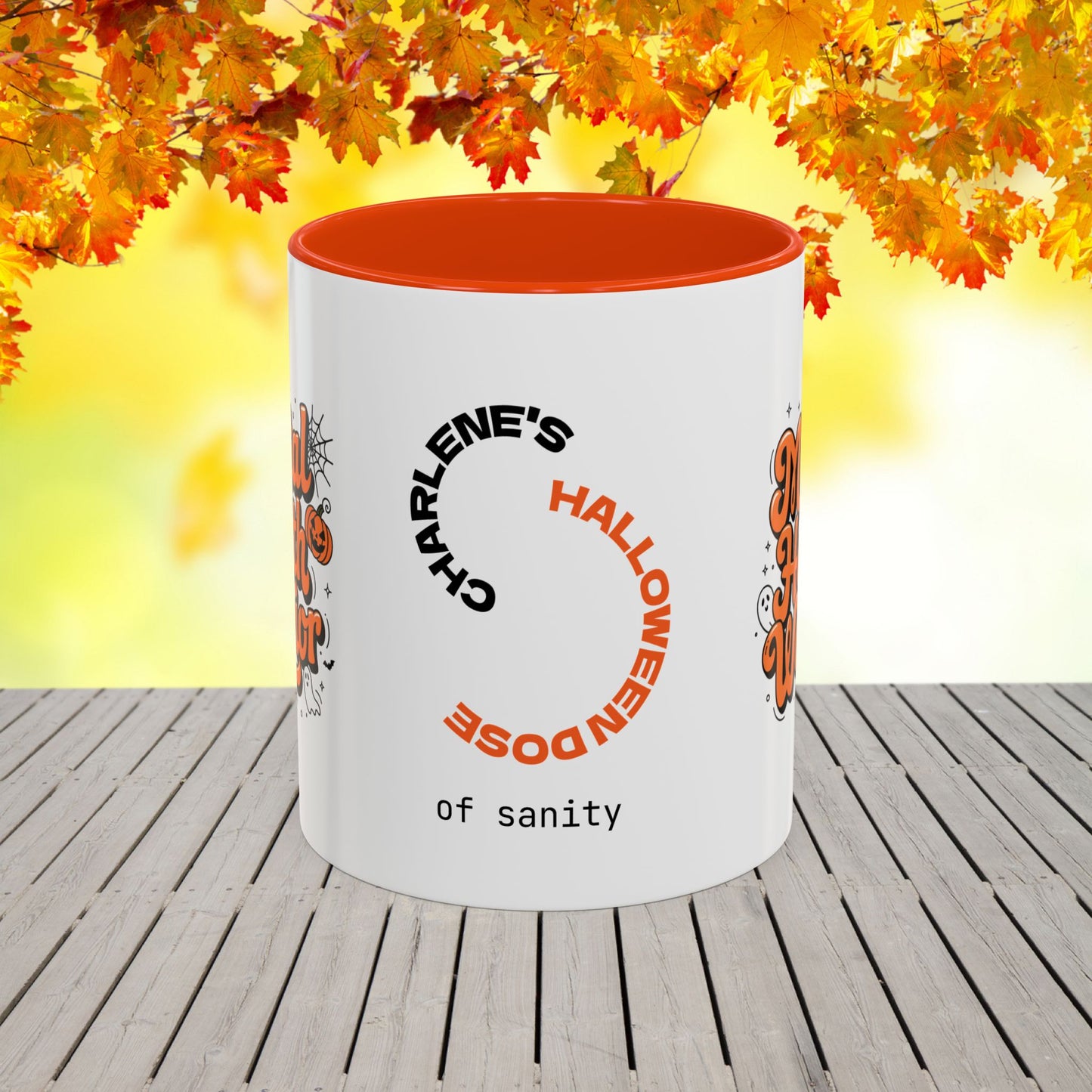 Mental Health Warrior Halloween Mug -empowering fall coffee cup with custom name