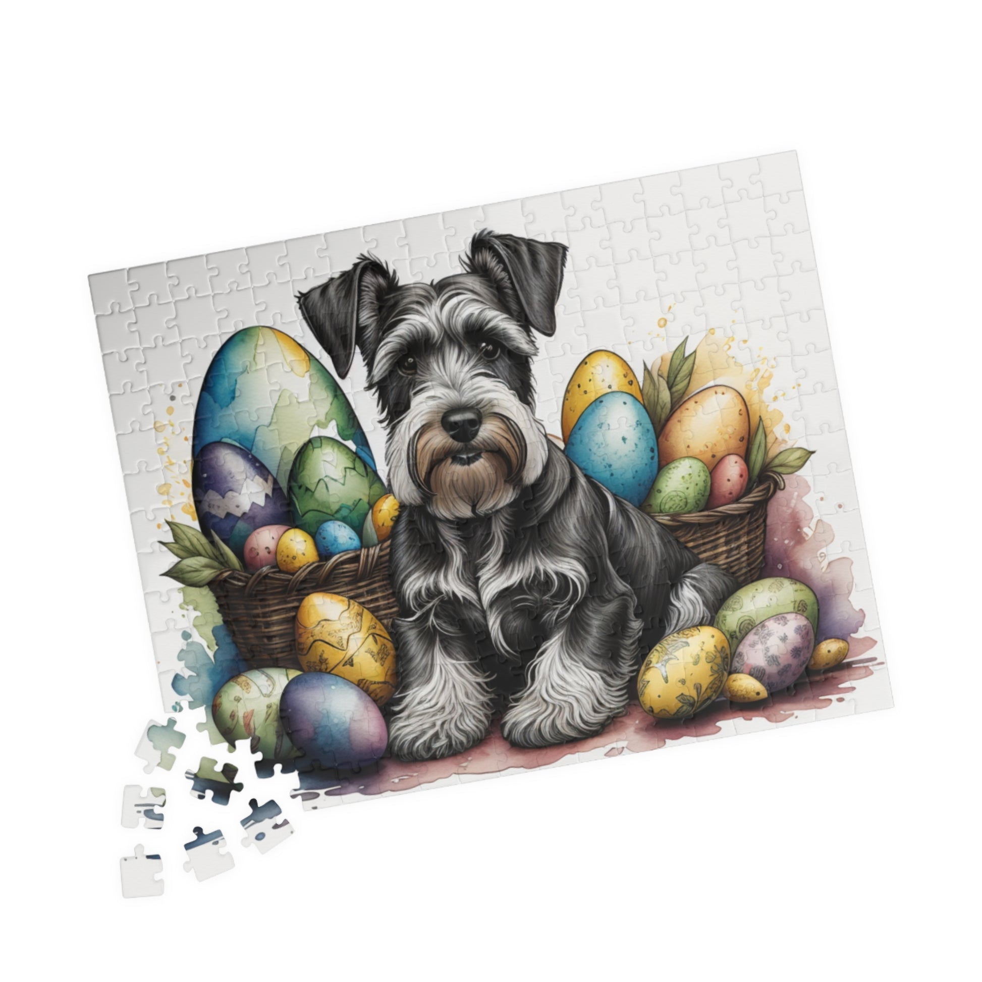 Schnauzer (Gray) Easter Puppy Puzzle - Dog Lovers, Mental Health Benefits, Holiday Fun, Mindfulness, Stress Relief, Festive Gift