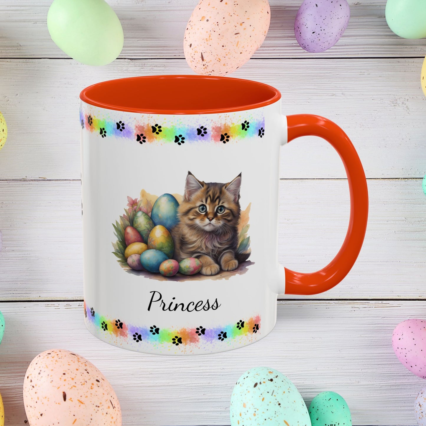 Siberian: Personalized Easter Kitten Coffee Mug - Adorable Cat Design, Mental Health Gift, 11oz & 15oz, 12 Color Choices, Easter Gifts & Décor