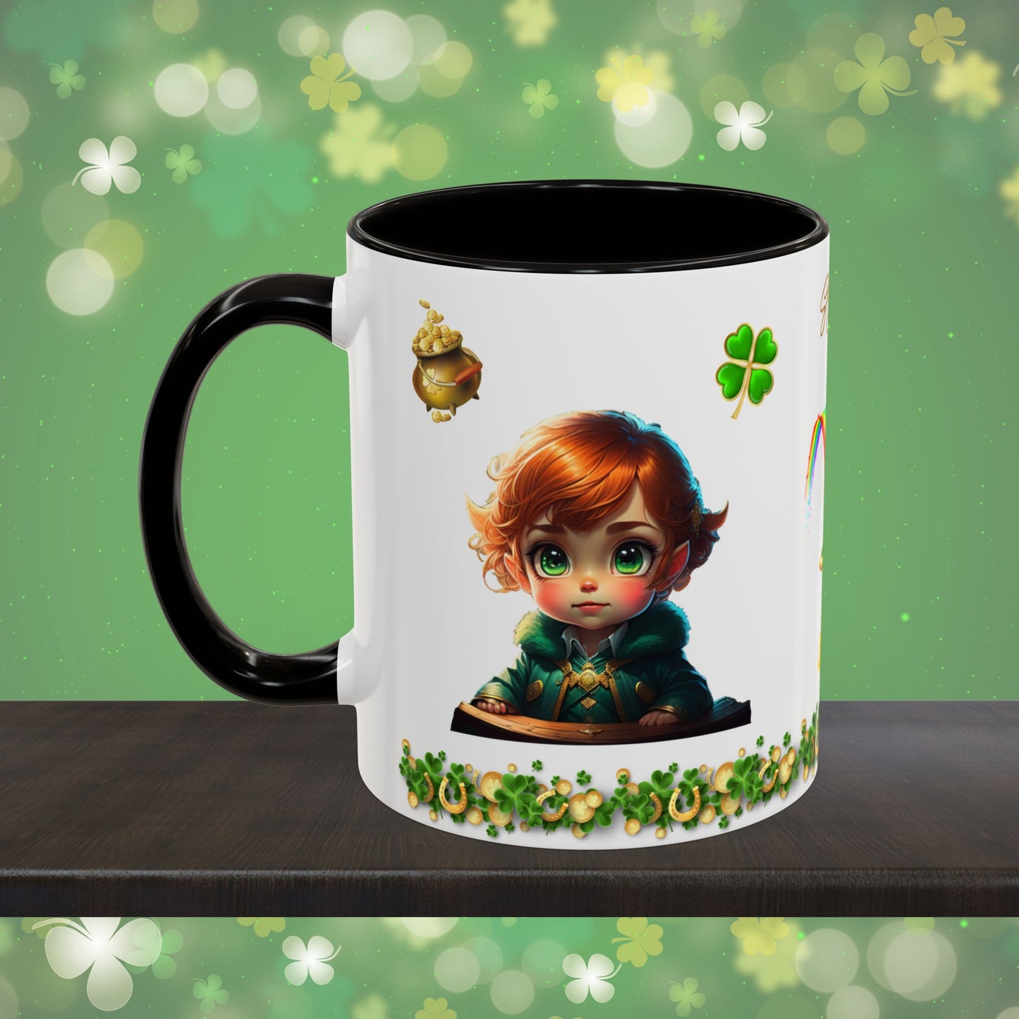 Leprechaun Labyrinth Logic: St. Patrick's Day Two-Tone Coffee Mug - Festive Ceramic Mug for Positivity & Mindfulness