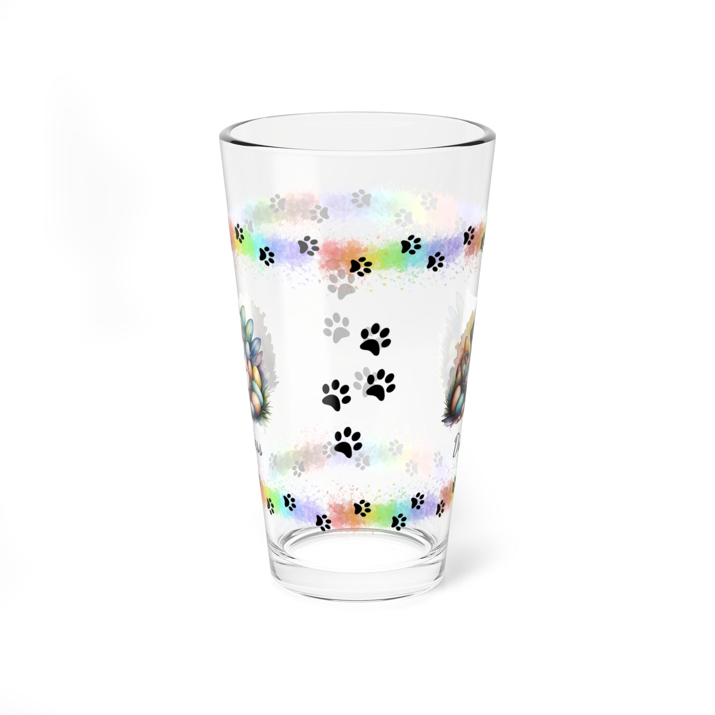 Shih Tzu (Silver & White) Personalized Easter Puppy 16oz Pint Glass - Custom Dog Design, Mental Health Gift, Easter Décor, and Festive Celebrations
