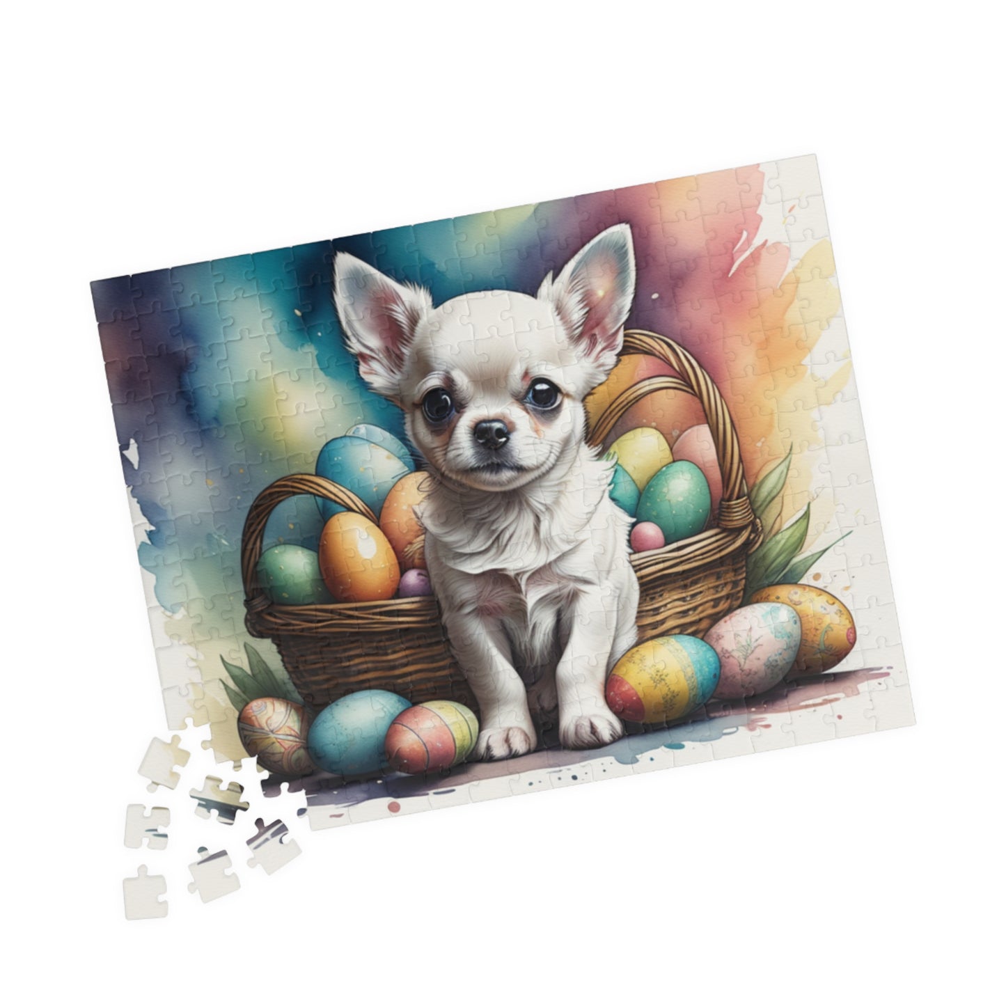 Chihuahua (White) Easter Puppy Puzzle - Dog Lovers, Mental Health Benefits, Holiday Fun, Mindfulness, Stress Relief, Festive Gift