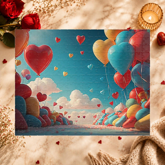 Shop our whimsical balloon wonderland valentines day puzzle featuring the 252 pcs (Horizontal) style option from MySisterIsASurvivor.