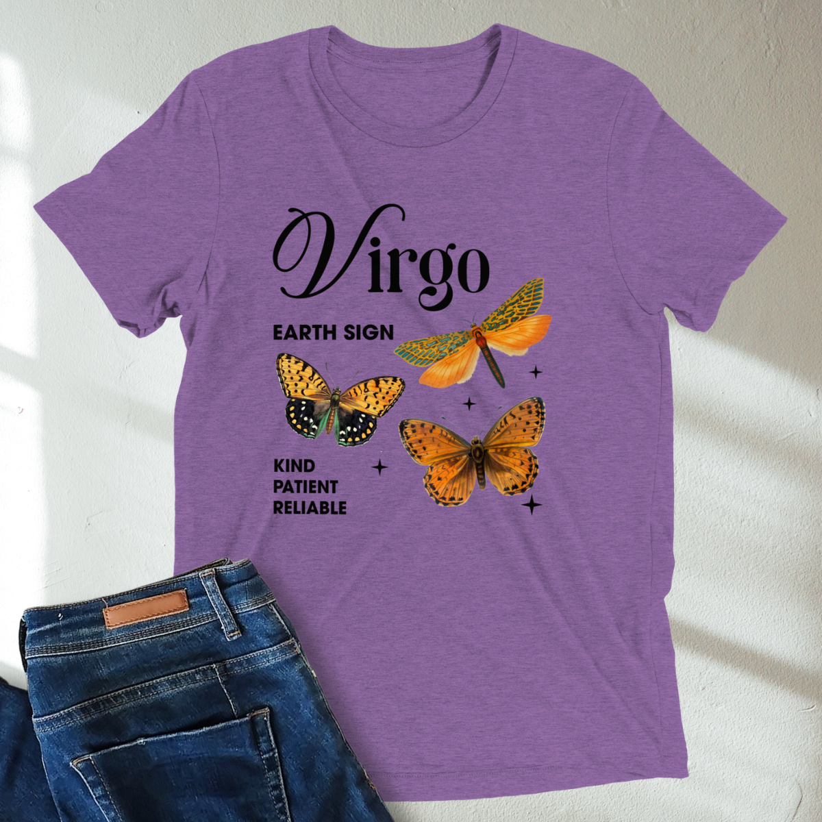 Virgo Butterfly Zodiac Unisex T-Shirt : Soft Tri-Blend Unisex Astrology Shirt | Celestial Horoscope Tee