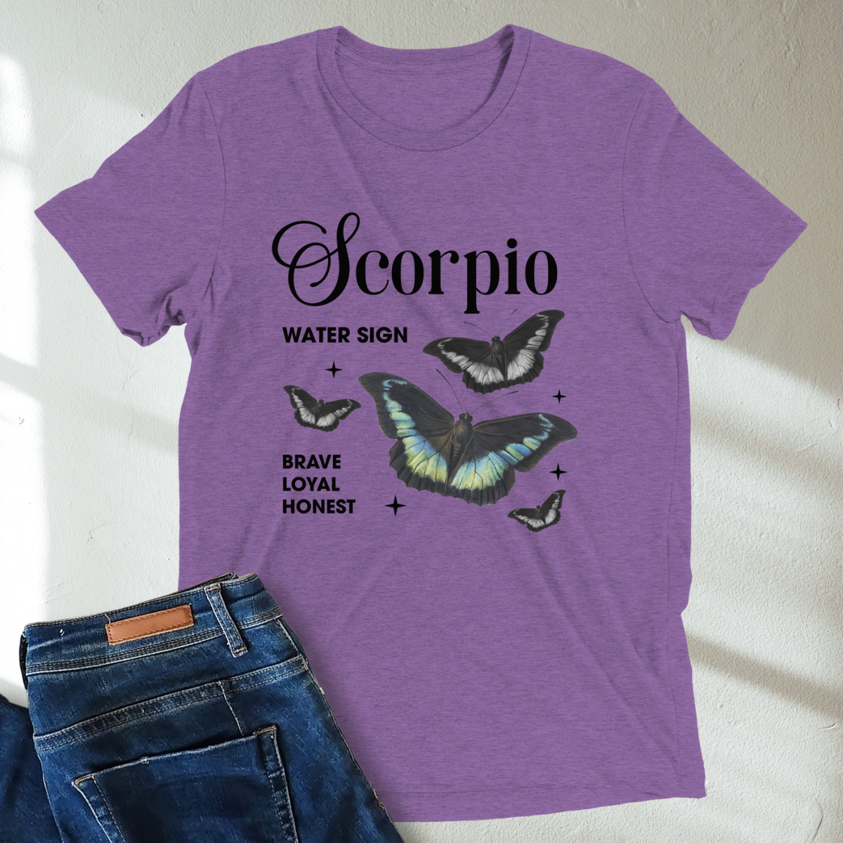 Scorpio Butterfly Zodiac Unisex T-Shirt : Soft Tri-Blend Unisex Astrology Shirt | Celestial Horoscope Tee