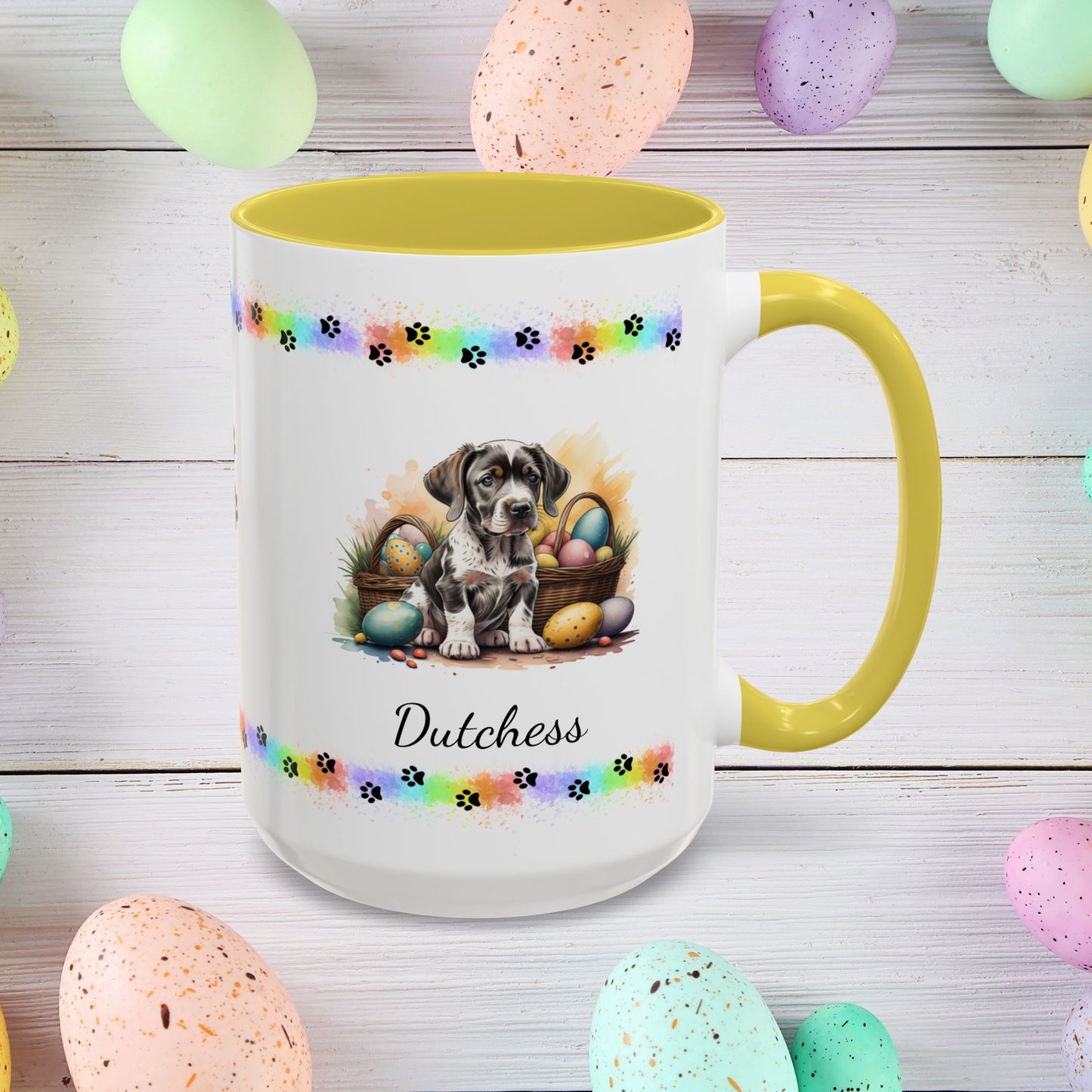German Shorthaired Pointer Easter puppy coffee mug, personalized cute dog gift for mental health support and comfort