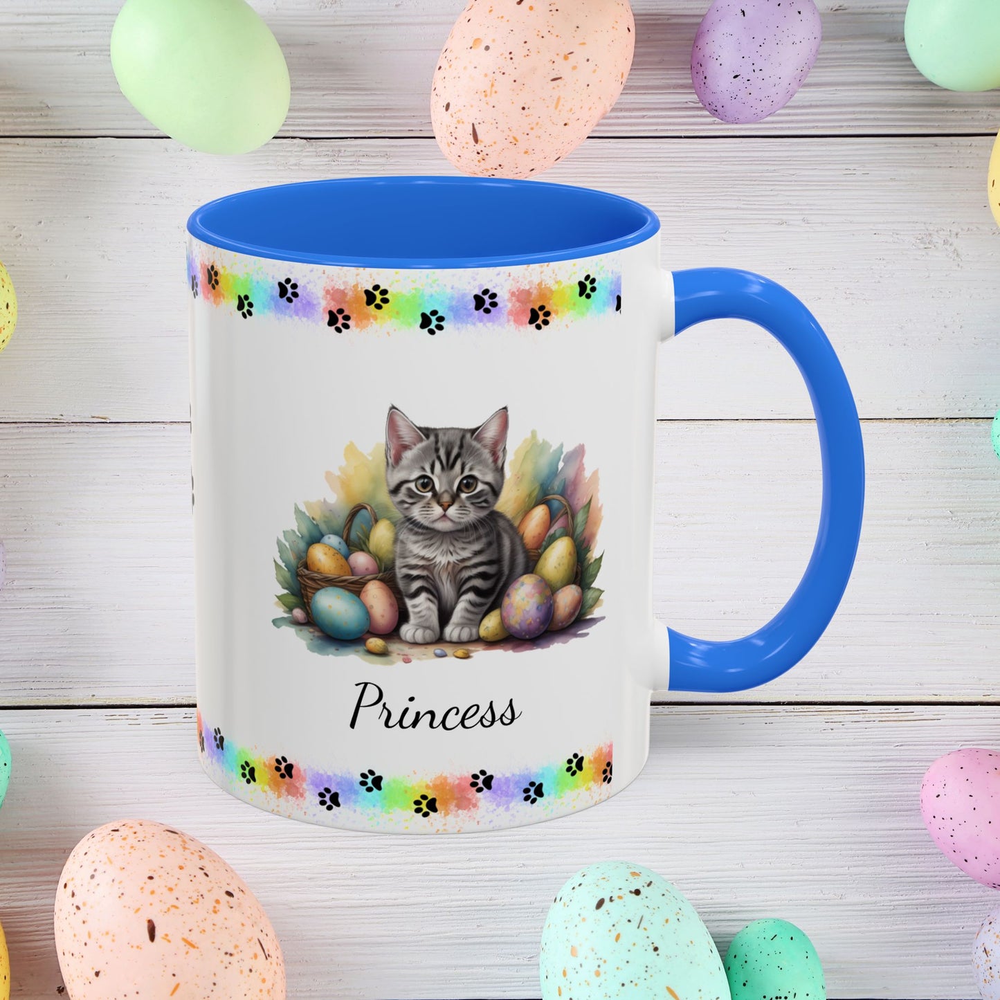 American Shorthair Easter kitten coffee mug, personalized cute cat gift for mental health support, cozy drinkware
