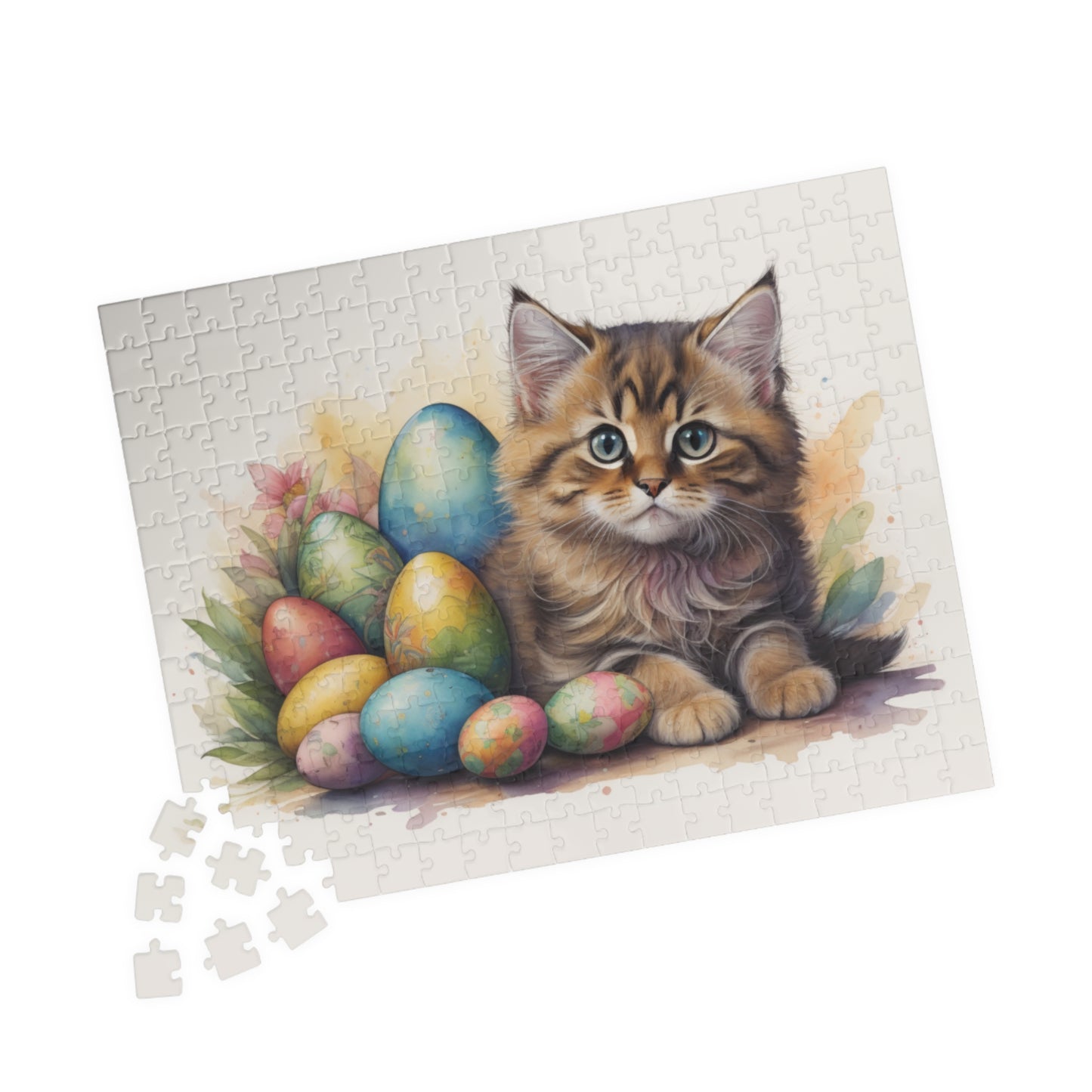 Siberian Easter Kitten Puzzle - Cat Lovers, Mental Health Benefits, Holiday Fun, Mindfulness, Stress Relief, Festive Gift