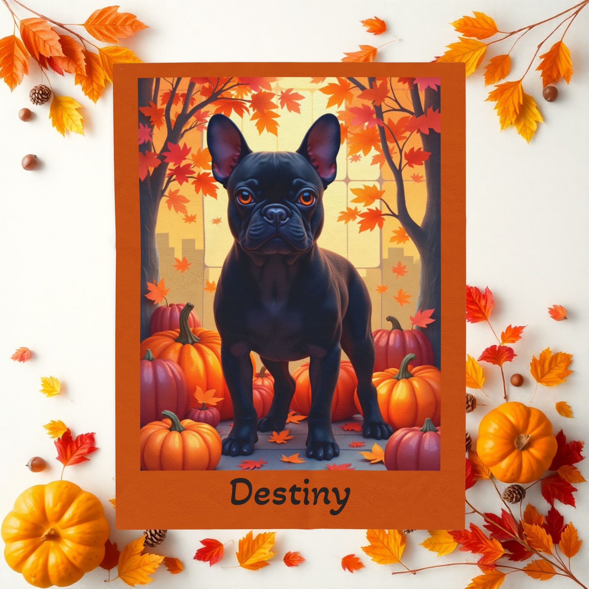 French Bulldog Black Coat Velveteen Blanket, Cozy Personalized Plush Dog Throw Gift