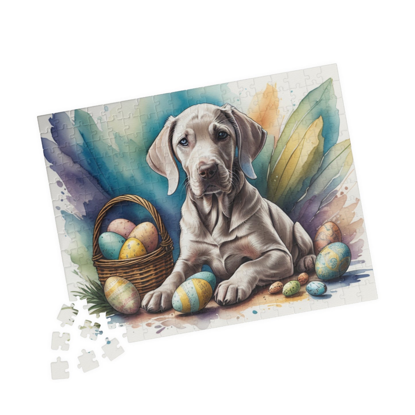 Weimaraner (Taupe) Easter Puppy Puzzle - Dog Lovers, Mental Health Benefits, Holiday Fun, Mindfulness, Stress Relief, Festive Gift