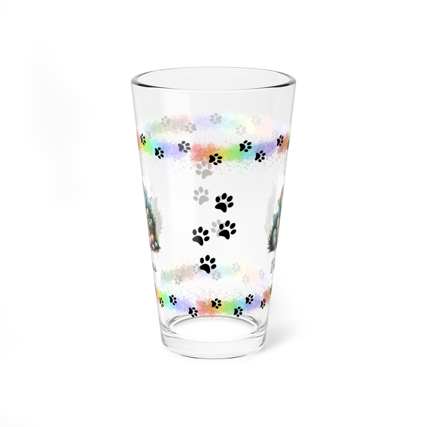 Poodle (White) Personalized Easter Puppy 16oz Pint Glass - Custom Dog Design, Mental Health Gift, Easter Décor, and Festive Celebrations