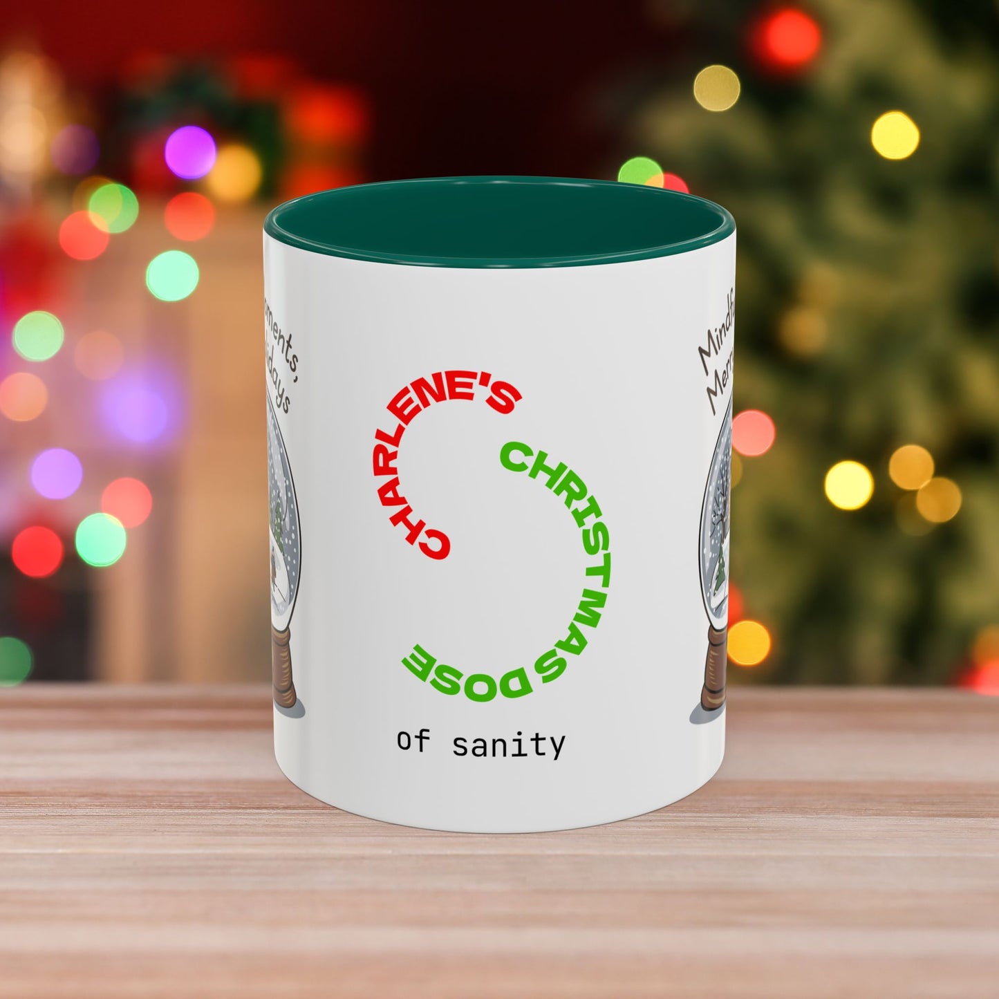 Mindful Moments Merry Holidays Mug - Personalized Self-Care Mug, Christmas Mental Health Gift with Accent Color