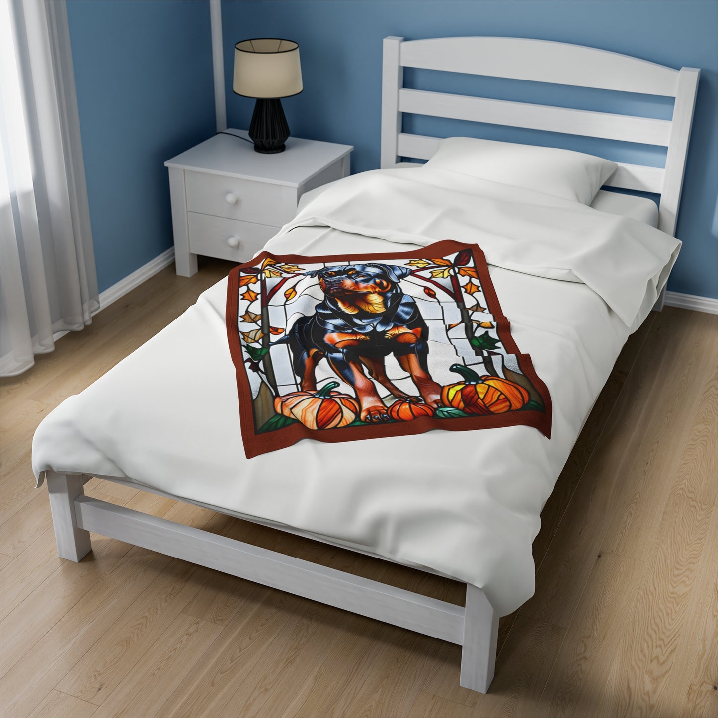 Rottweiler Dog Velveteen Plush Blanket - Pet Lover Gift, Rottweiler Pet Blanket, Dog Lover Gift