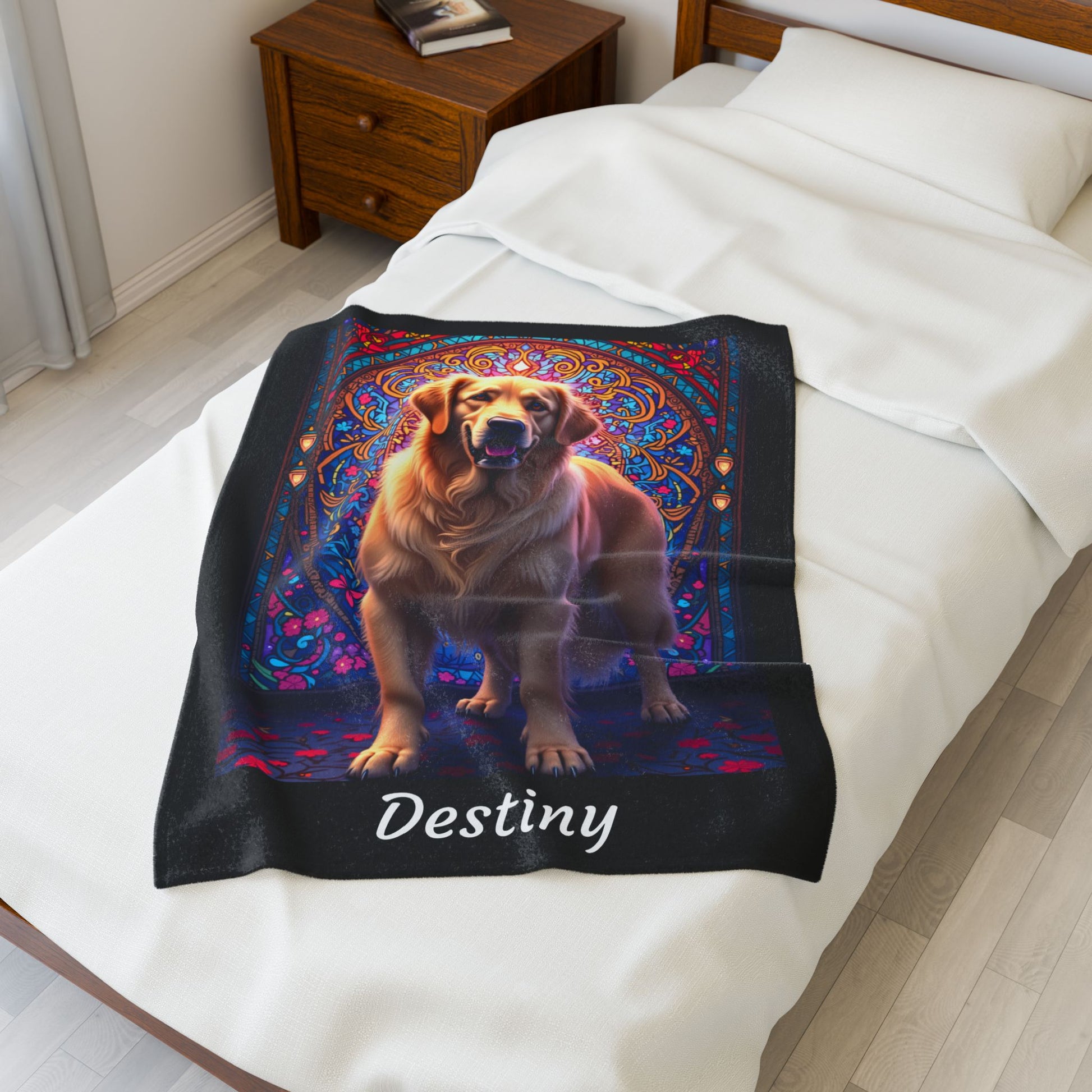 Golden Retriever Light Cream Coat Personalized Velveteen Plush Blanket, Dog Lover Throw Gift