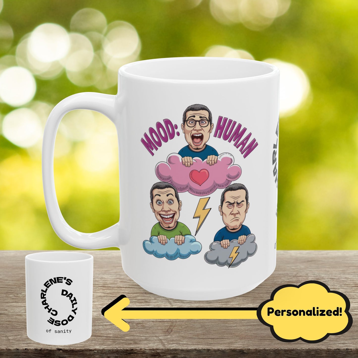 Mood: Human Funny Mental Health Mug, Stylish Ceramic Coffee Cup, Positive Affirmation Gift, Anxiety Relief, Self-Care Mug, Therapist Office Décor