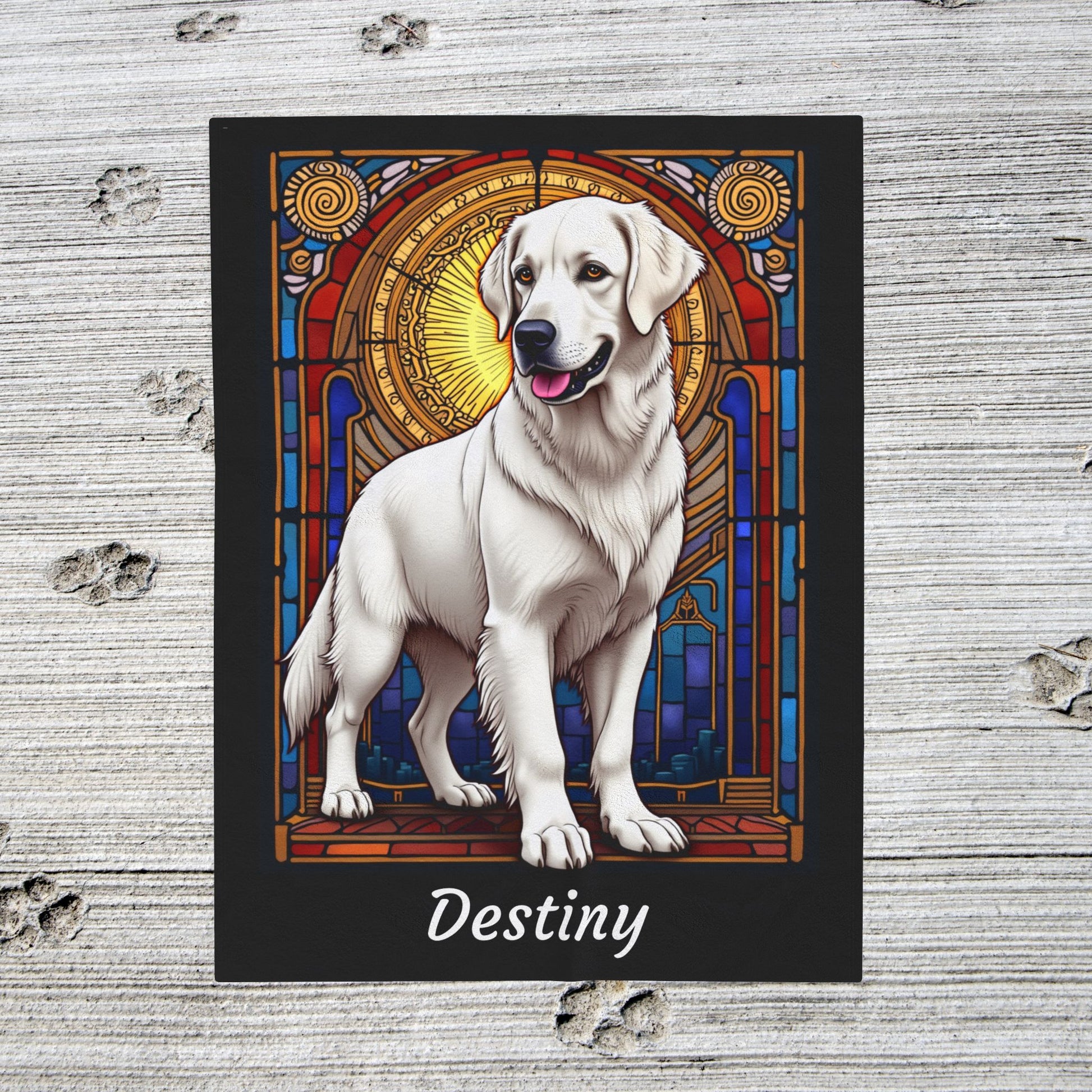 Golden Retriever White Coat Personalized Velveteen Plush Blanket, Custom Dog Lover Throw for Humans