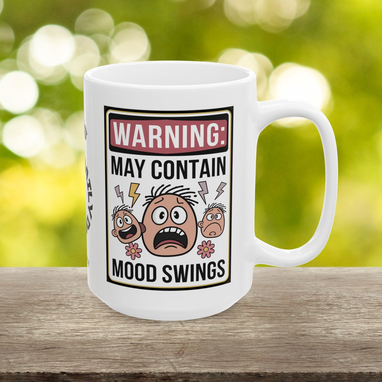 Warning: May Contain Mood Swings Funny Mental Health Mug, Stylish Ceramic Coffee Cup, Positive Affirmation Gift, Anxiety Relief, Self-Care Mug, Therapist Office Decor