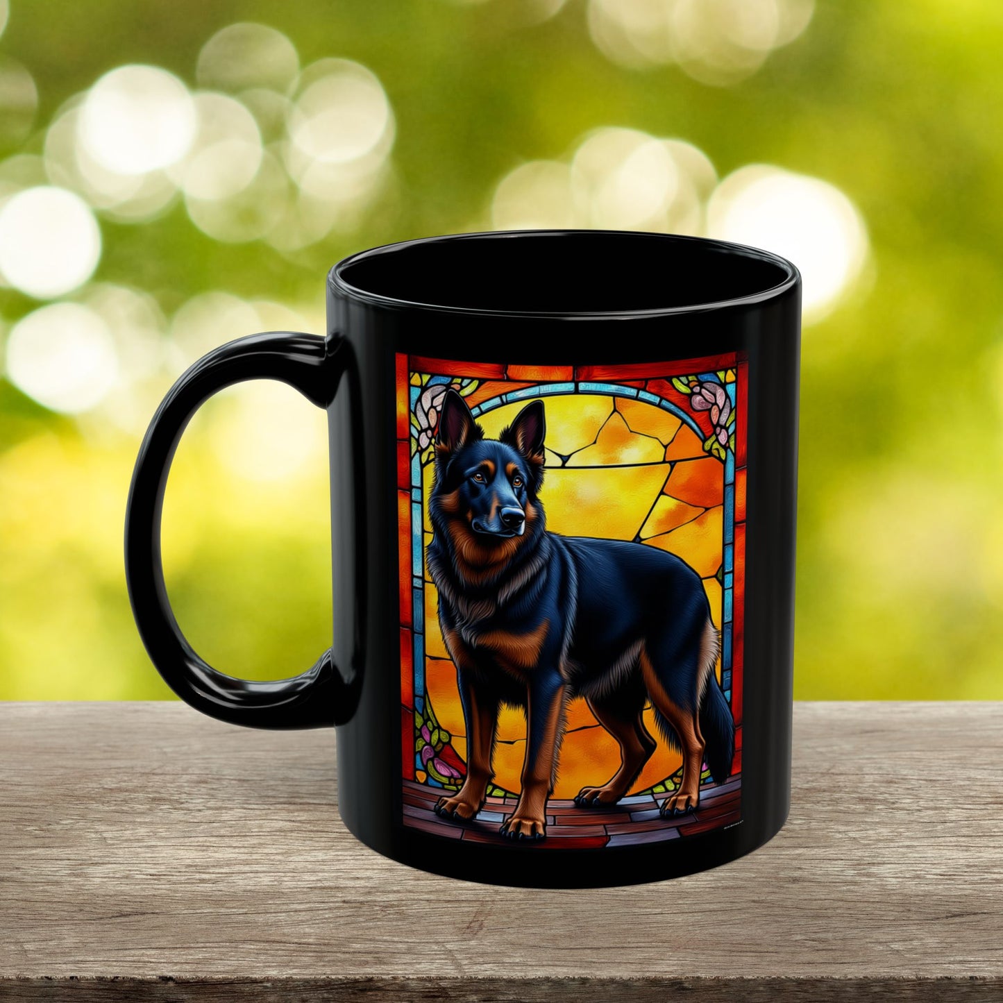 Black and red blanket German Shepherd name mug