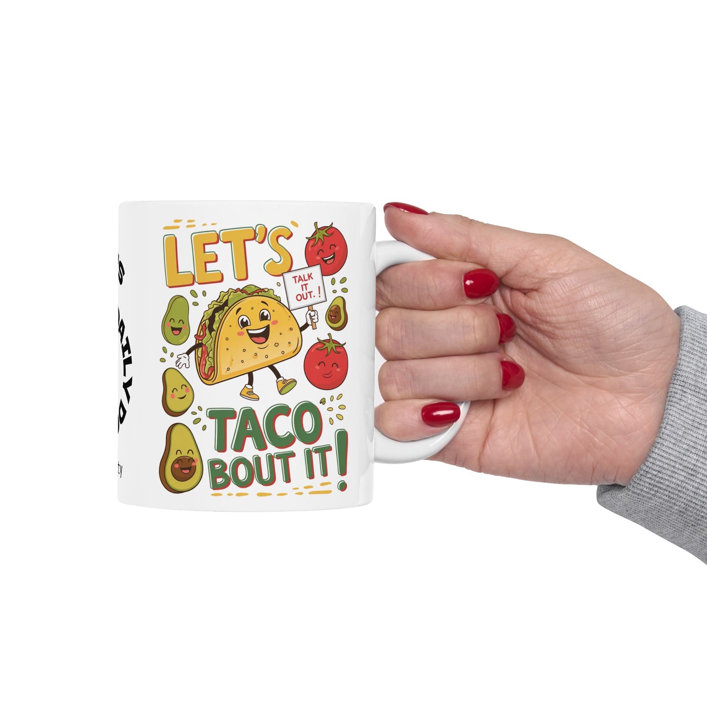Let's Taco Bout It Funny Mental Health Mug, Stylish Ceramic Coffee Cup, Positive Affirmation Gift, Anxiety Relief, Self-Care Mug, Therapist Office Décor