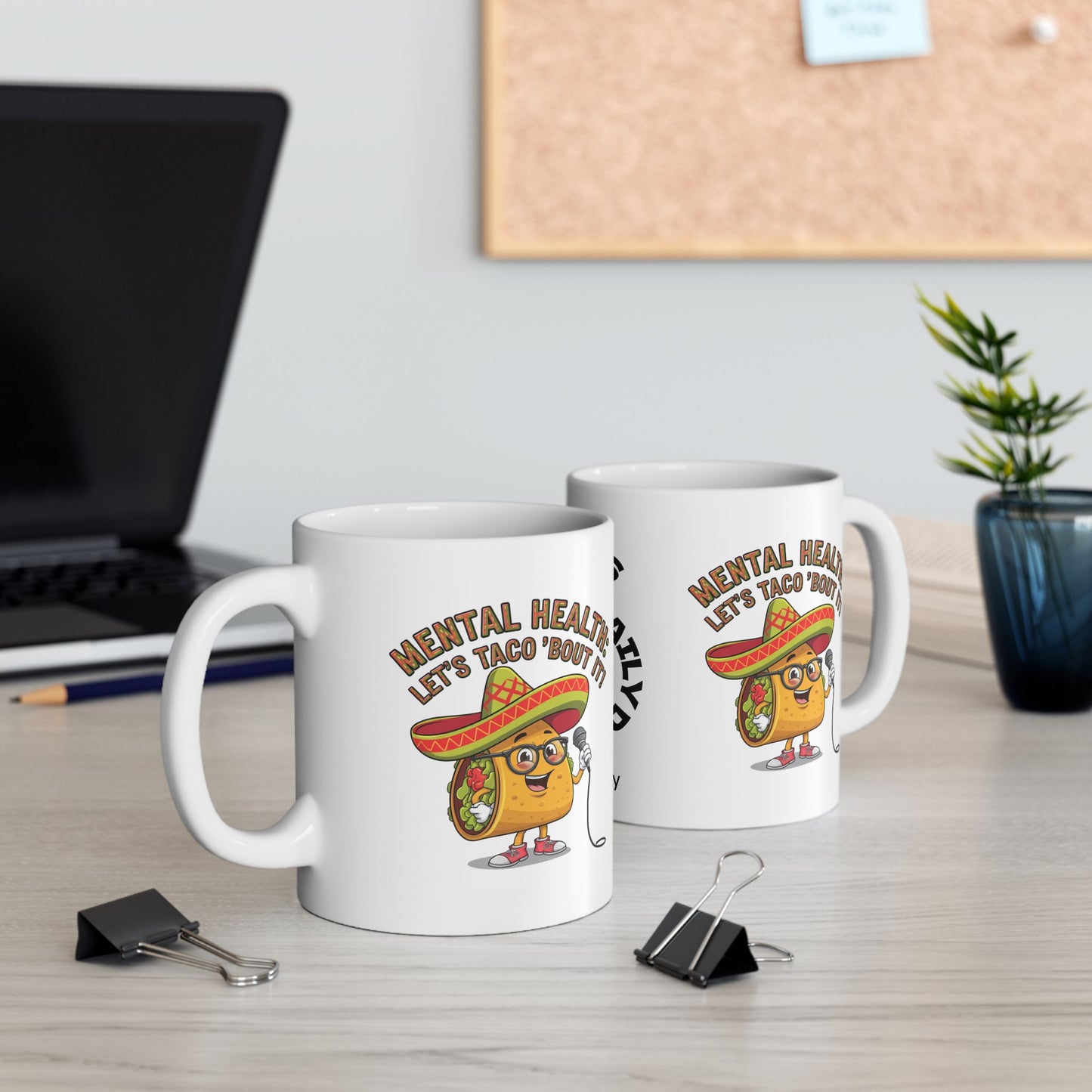 Mental Health: Let's Taco 'Bout It Funny Mental Health Mug, Stylish Ceramic Coffee Cup, Positive Affirmation Gift, Anxiety Relief, Self-Care Mug, Therapist Office Décor