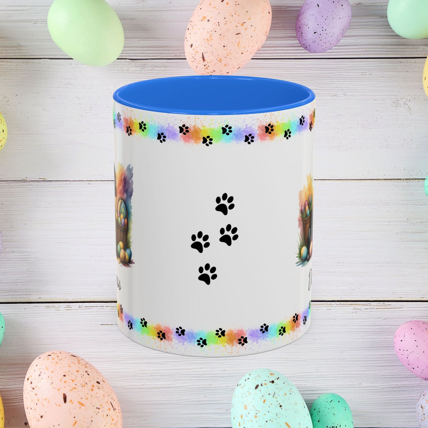 Great Dane Black Easter puppy coffee mug, personalized cute dog gift for mental health support and cozy sipping