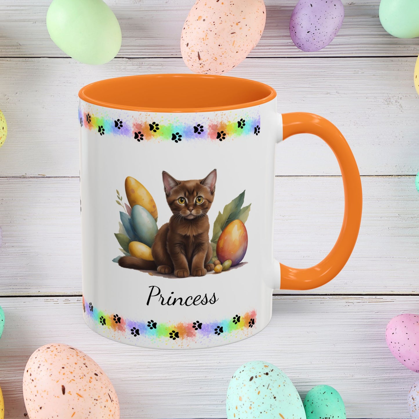 Burmese cute kitten Easter coffee mug, personalized cat gift, mental health support and festive drinkware