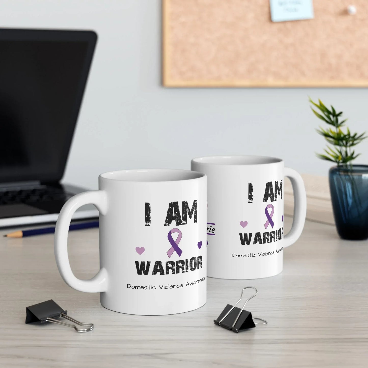 Shop our premium i am of a warrior domestic violence awareness ceramic mug 11oz 15oz from MySisterIsASurvivor.